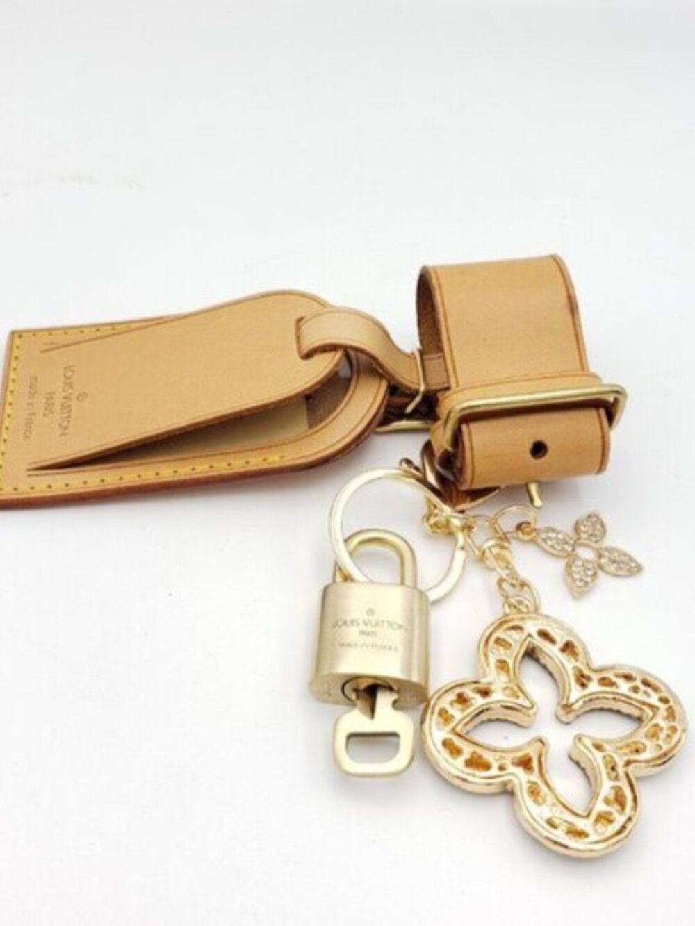 Authentic Louis Vuitton Luggage Nametag and Gold Padlock with Unbranded Keycharm - Picture 10 of 14